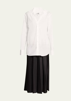 MM6 Maison Margiela Long-Sleeve Combo Midi Shirtdress