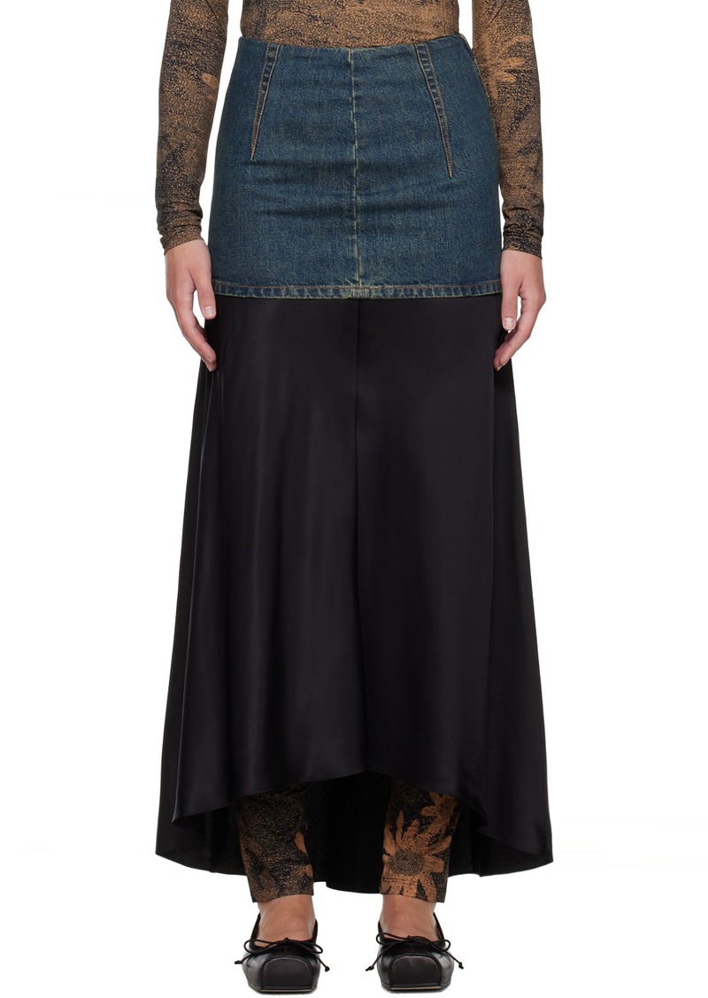 MM6 Maison Margiela Navy & Black Layered Maxi Skirt