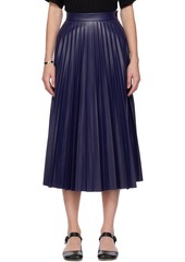 MM6 Maison Margiela Navy Pleated Faux-Leather Midi Skirt