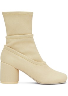 MM6 Maison Margiela Off-White Canvas Ankle Boots