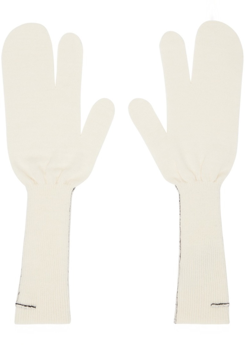 MM6 Maison Margiela Off-White Contrast Stitch Gloves