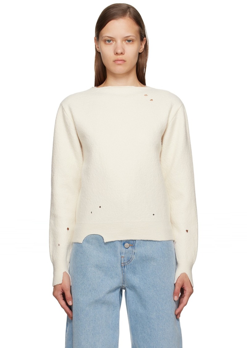 MM6 Maison Margiela Off-White Cutout Sweater