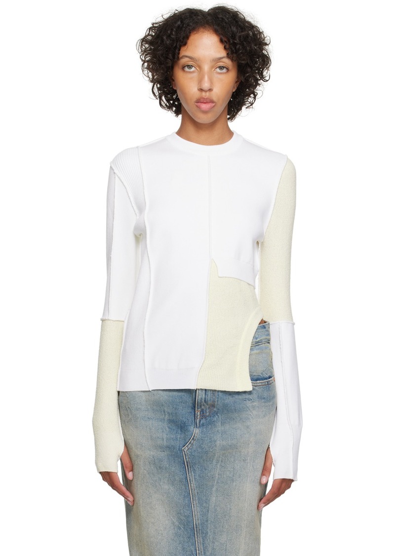 MM6 Maison Margiela Off-White Paneled Sweater