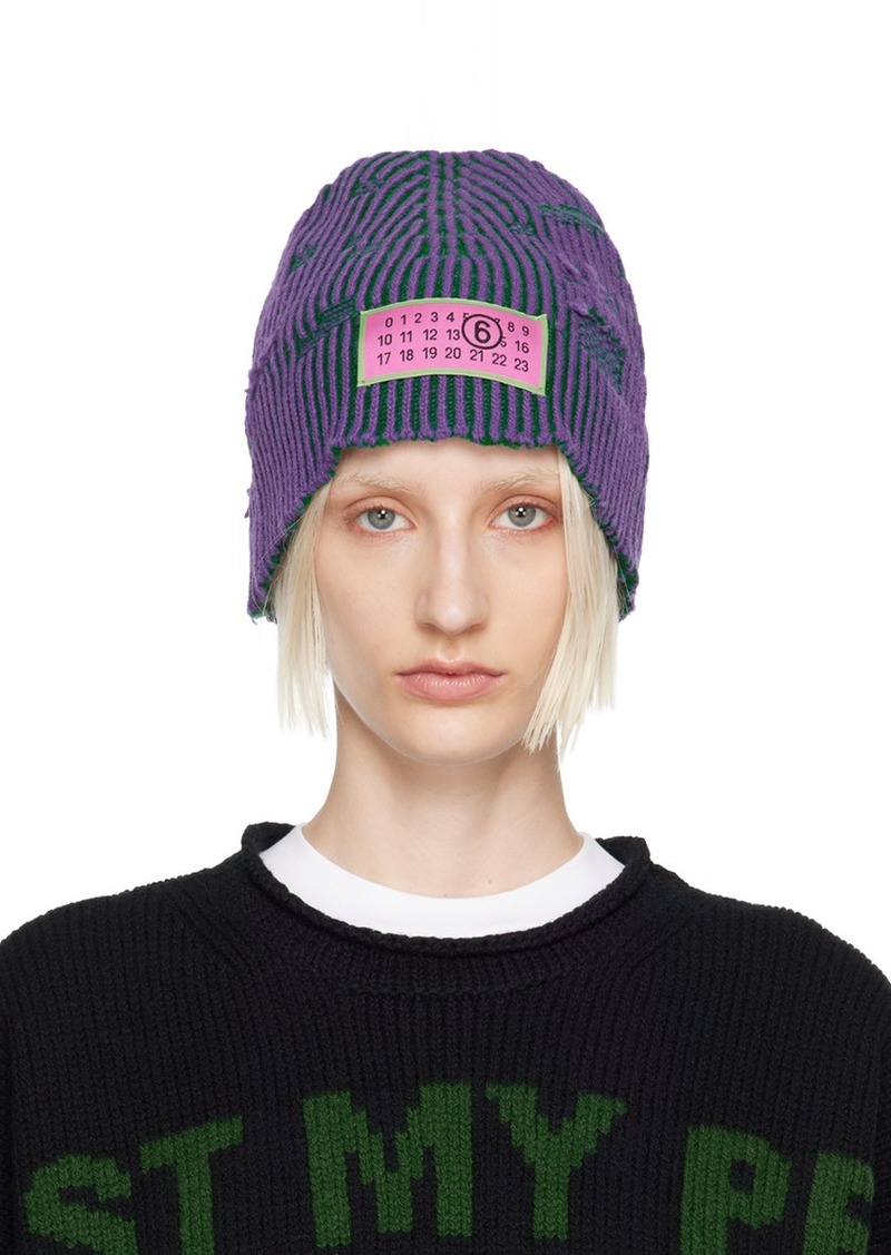 MM6 Maison Margiela Purple & Green Amended Bicolor Beanie