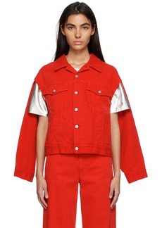 MM6 Maison Margiela Red Cutout Denim Jacket