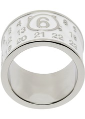 MM6 Maison Margiela Silver & White Wide Logo Ring