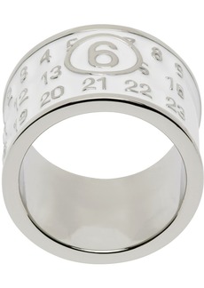 MM6 Maison Margiela Silver & White Wide Logo Ring