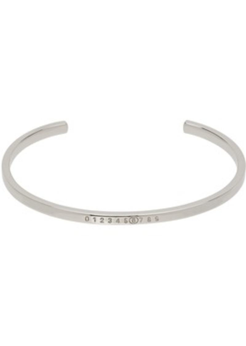 MM6 Maison Margiela Silver Numeric Minimal Signature Cuff Bracelet