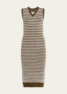 MM6 Maison Margiela Stripe V-Neck Midi Sweater Dress