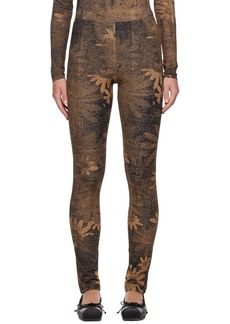 MM6 Maison Margiela Tan & Black Printed Leggings