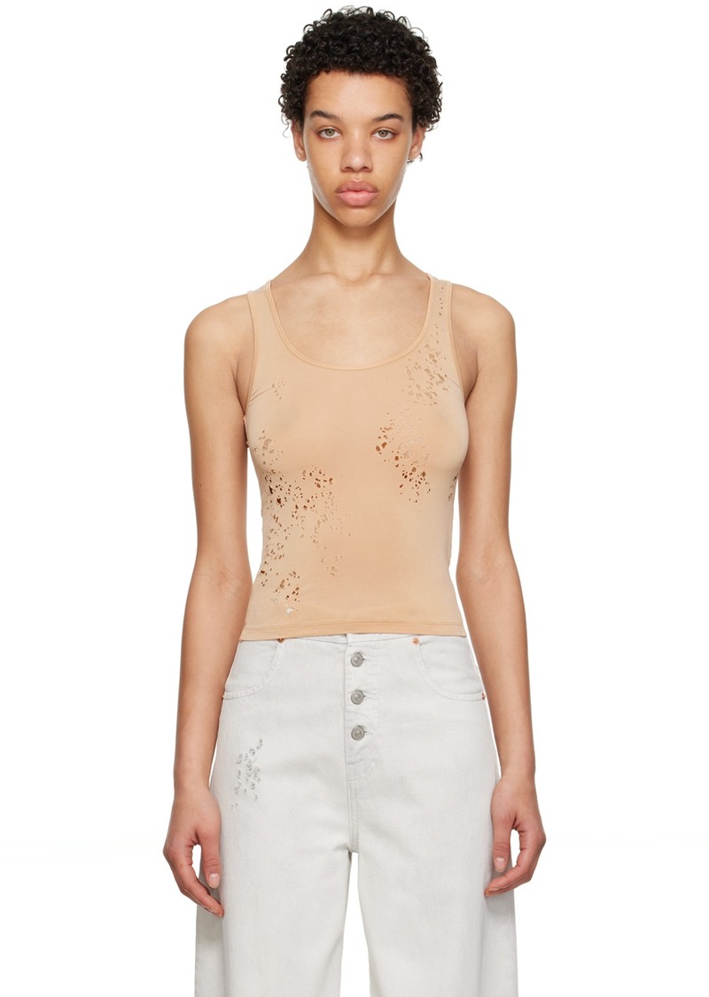 MM6 Maison Margiela Tan Destroyed Tank Top