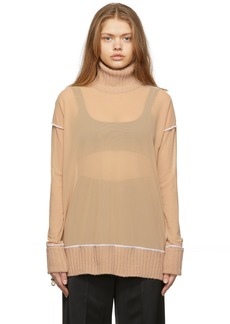 MM6 Maison Margiela Tan Reversed Pullover Turtleneck