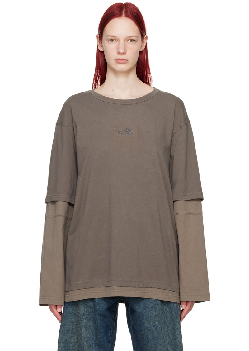 MM6 Maison Margiela Taupe Layered Long Sleeve T-Shirt