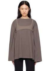 MM6 Maison Margiela Taupe Numeric Signature Long Sleeve T-Shirt