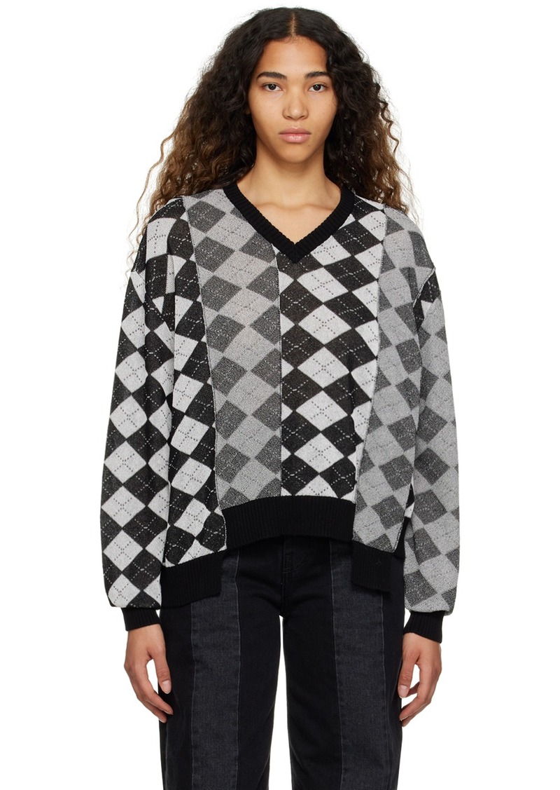 MM6 Maison Margiela White & Black Argyle Sweater