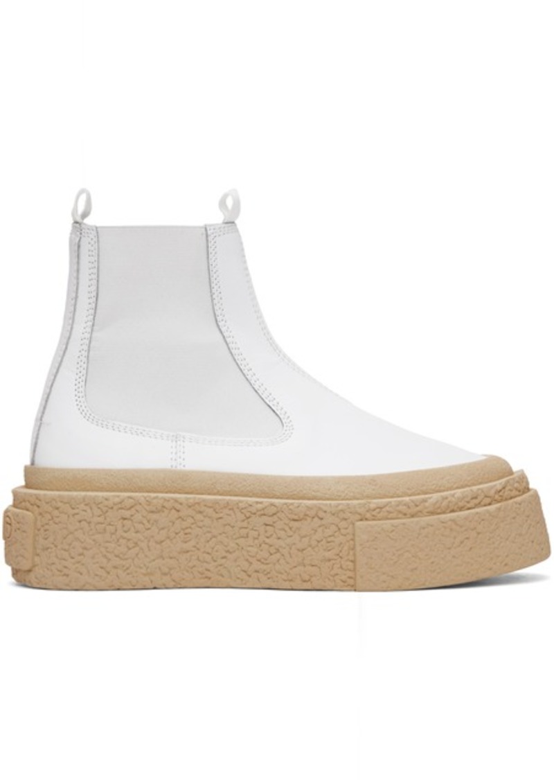 MM6 Maison Margiela White Leather Platform Chelsea Boots