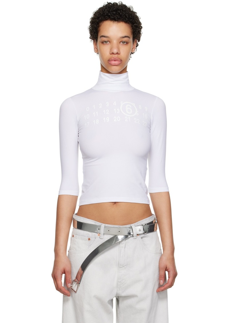 MM6 Maison Margiela White Printed Turtleneck