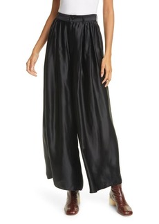 MM6 Maison Margiela Wide Leg Satin Trousers in Black at Nordstrom