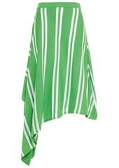 Mm6 Maison Margiela Woman Asymmetric Striped Stretch-knit Midi Skirt Bright Green