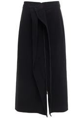 Mm6 Maison Margiela Woman Draped Denim Midi Wrap Skirt Black