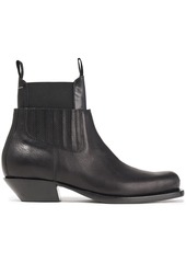 Mm6 Maison Margiela Woman Layered Leather Ankle Boots Black