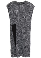 Mm6 Maison Margiela Woman Paneled Marled Ribbed-knit Mini Dress Black