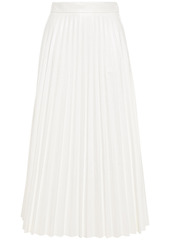Mm6 Maison Margiela Woman Pleated Vinyl Midi Skirt Off-white