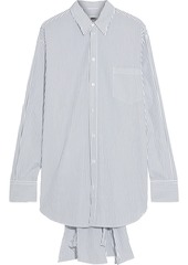 Mm6 Maison Margiela Woman Lace-up Striped Cotton-poplin Shirt White