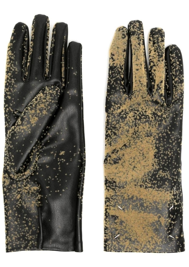 Maison Margiela Sandstorm paint-splatter faux-leather gloves