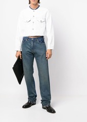 Maison Margiela collarless cropped denim jacket