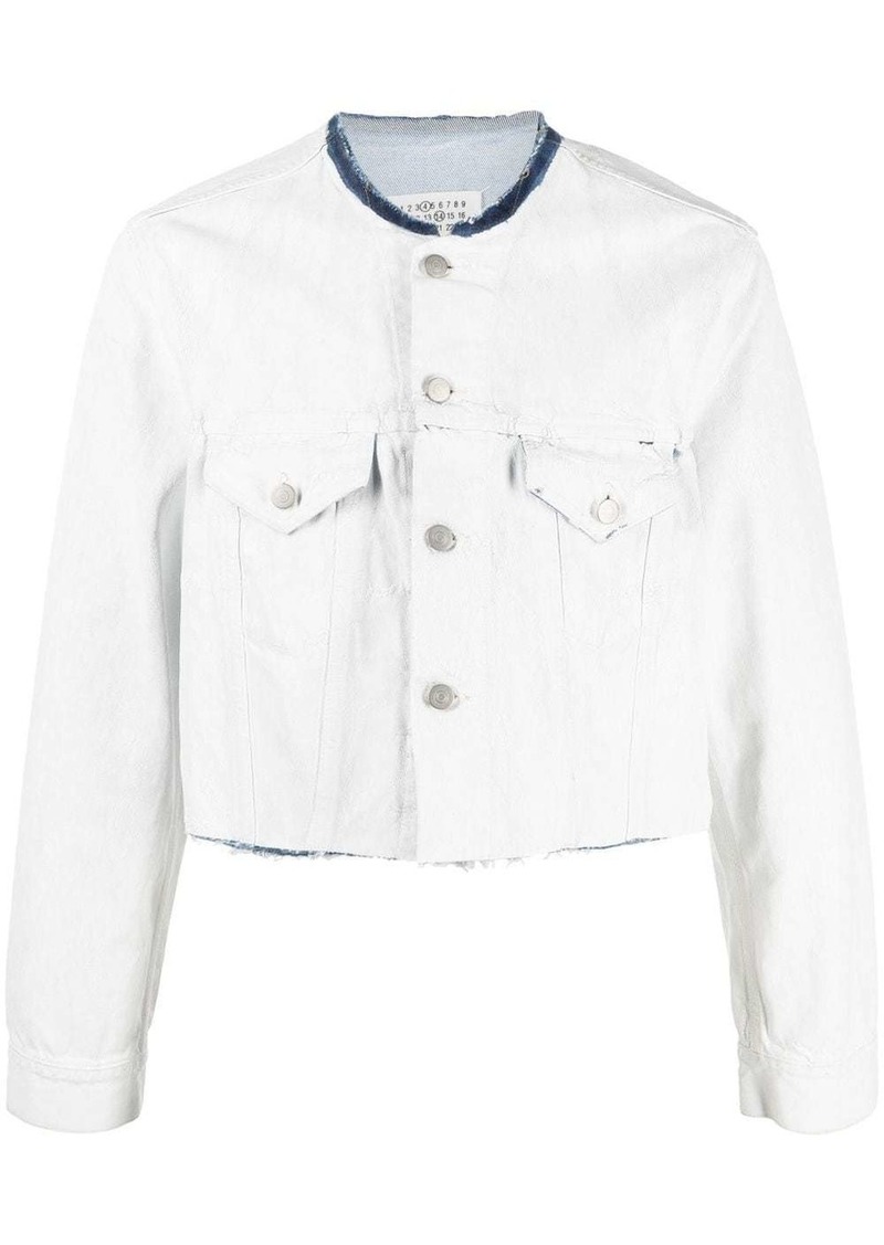 Maison Margiela collarless cropped denim jacket