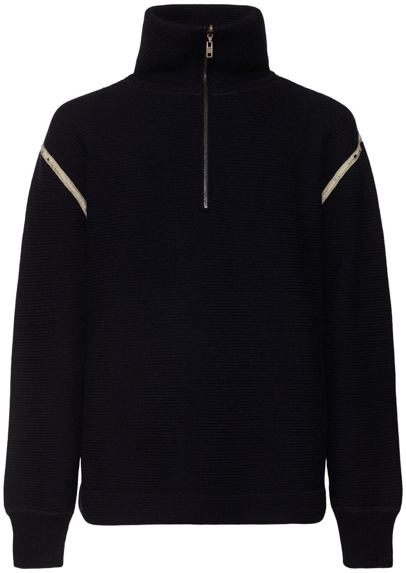 Maison Margiela Reversible Half-zip Wool Knit Sweater