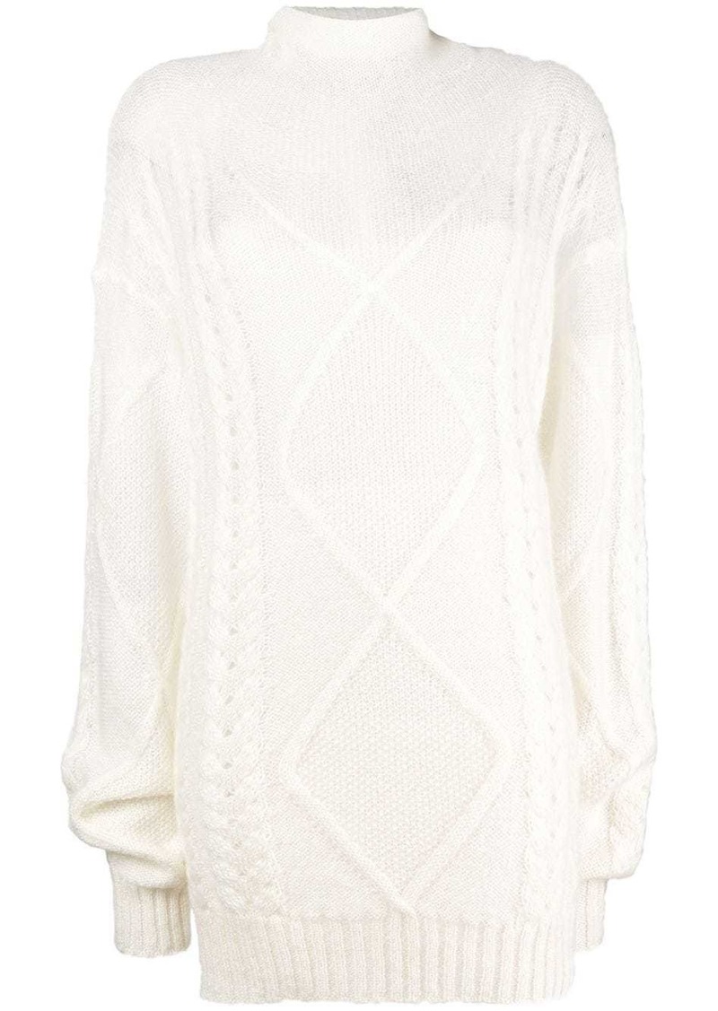 sheer cable knit sweater