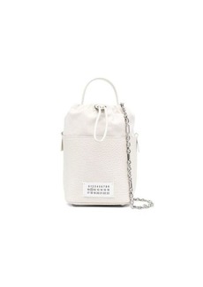 Maison Margiela White '5A Bucket' with Chain Adjustable Shoulder Strap in Leather Woman