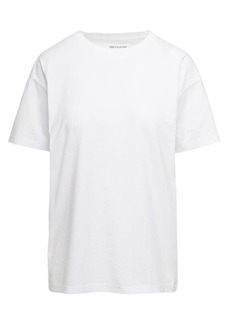 White Crewneck T-Shirt with Tonal Lettering Print in Cotton Jersey Woman Maison Margiela