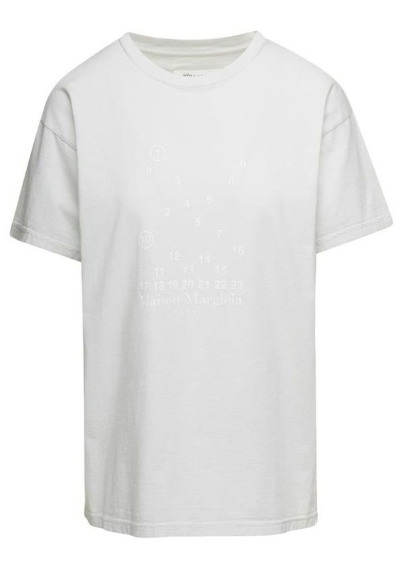 Maison Margiela White T-Shirt with Printed Logo on the Front in Cotton Woman
