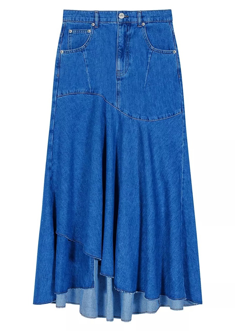 Maje Asymmetrical Denim Skirt