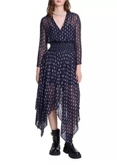 Maje Asymmetrical Floral Maxi Dress