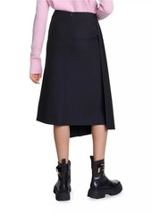 Maje Asymmetrical Long Pleated Skirt