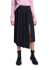 Maje Asymmetrical Long Pleated Skirt