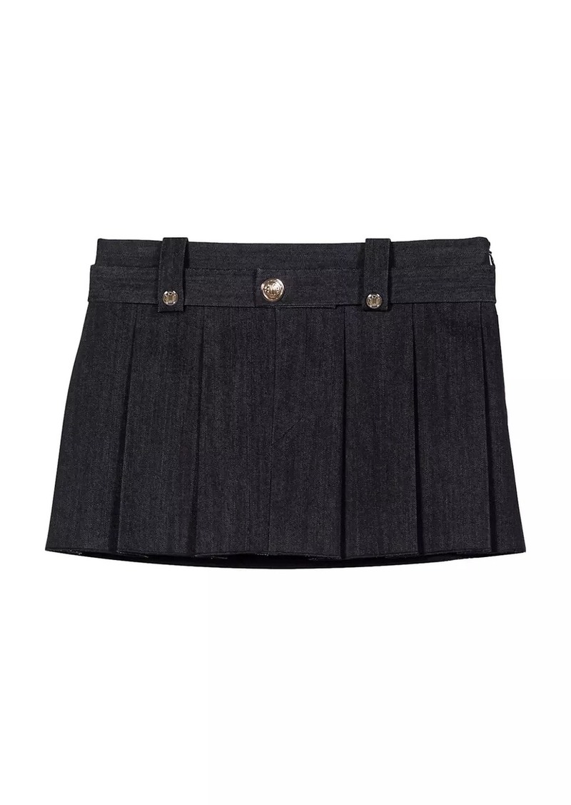 Maje Black Denim-Effect Mini Skirt