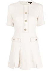Maje button-embellished tweed minidress