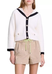 Maje Contrast Collar Cardigan