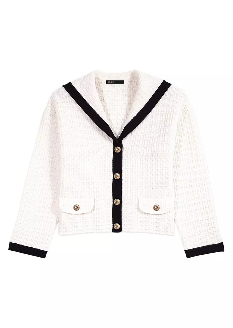 Maje Contrast Collar Cardigan