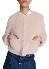 Maje Cropped Faux Fur Jacket