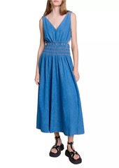 Maje Cutaway Denim Midi Dress