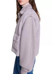 Maje Dual-Material Faux Fur Jacket