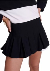 Maje Dual-Material Pleated Skort