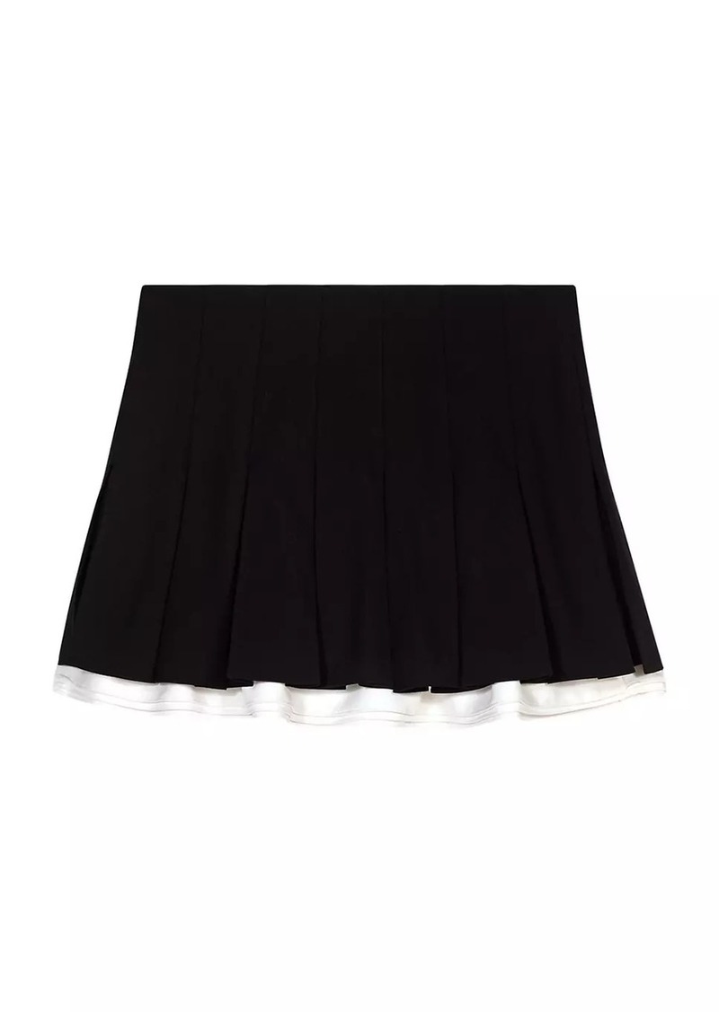 Maje Dual-Material Pleated Skort