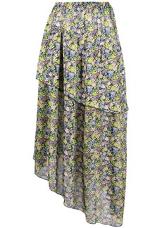 Maje floral-print asymmetric midi skirt